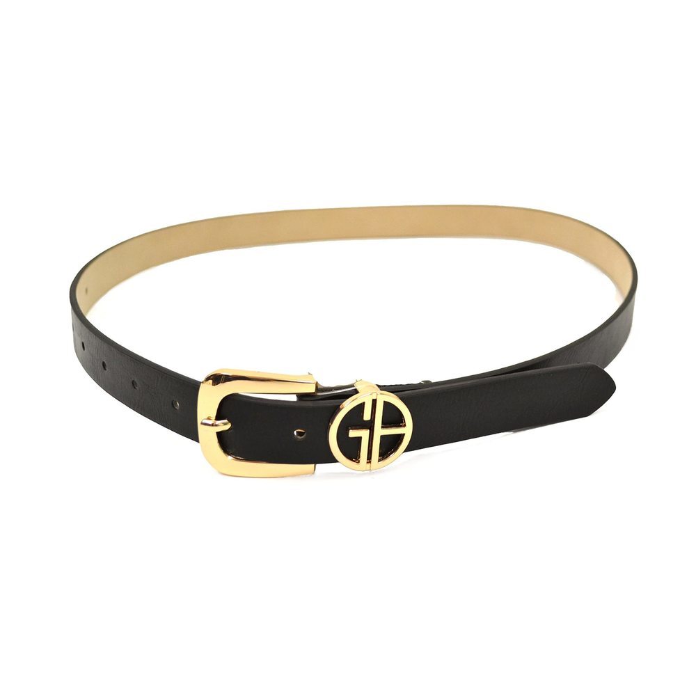 Giani Bernini Womens Designer Logo Keeper Belt Black X-Large W 38" Width 1"